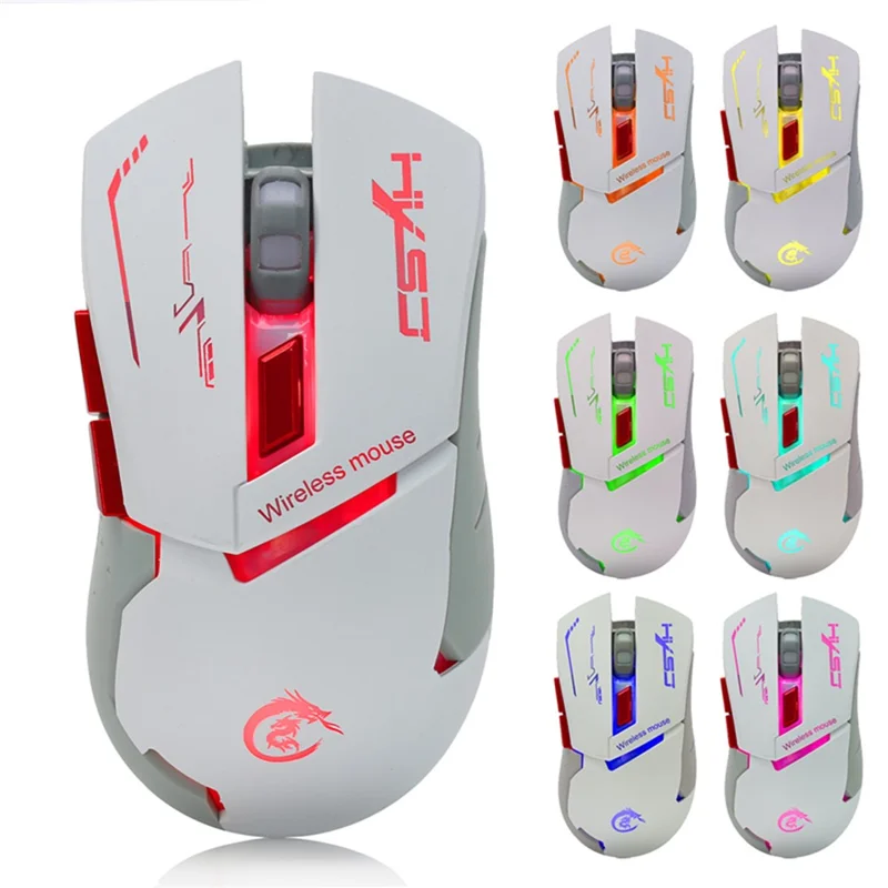 HXSJ X30 7 Colors 3 Levels of Adjustable DPI Colorful Luminescent Game Mouse - White