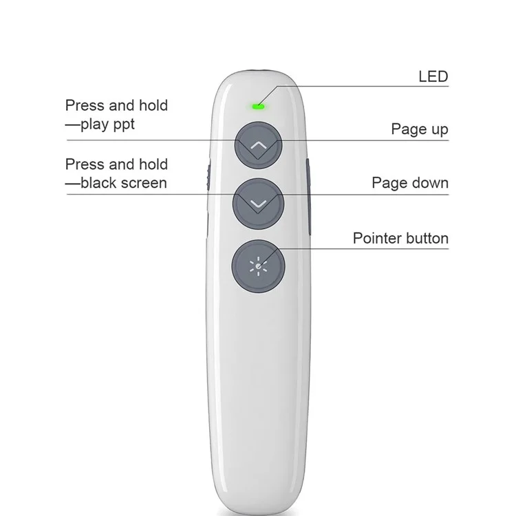 DOOSL Laser Presentador Inalámbrico 2.4GHz Recargable Admite PowerPoint, Keynote y Prezi Página