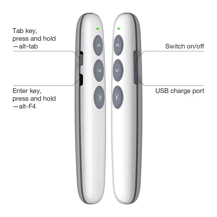 Doosl Laser Wireless Moderator 2.4GHz Wiederaufladbar Unterstützt PowerPoint, Keynote Und Prezi -seite