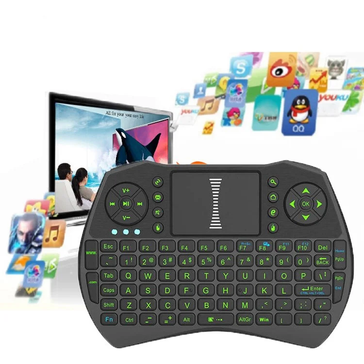 I9 2.4GHz Mini Wireless Keyboard Mouse Combo with Air Touchpad for Laptop, PC, TV BOX, etc. - Black