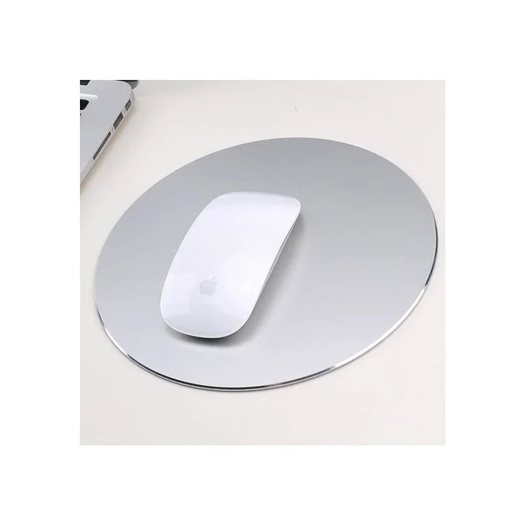 YED Round Shape Aluminum Alloy Gaming Mouse Pad with Non-Slip Rubber Base, 220 x 220mm - Silver