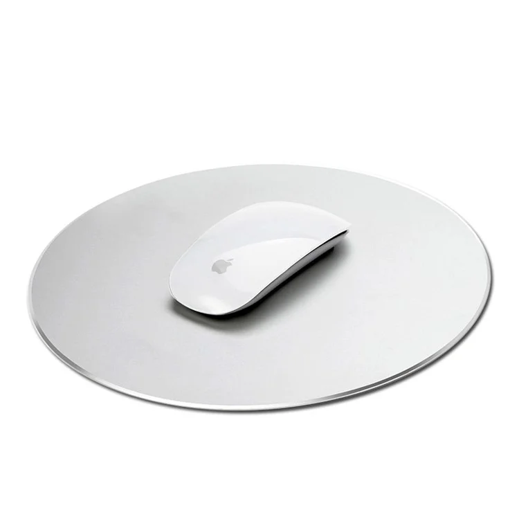 YED Round Shape Aluminum Alloy Gaming Mouse Pad with Non-Slip Rubber Base, 220 x 220mm - Silver