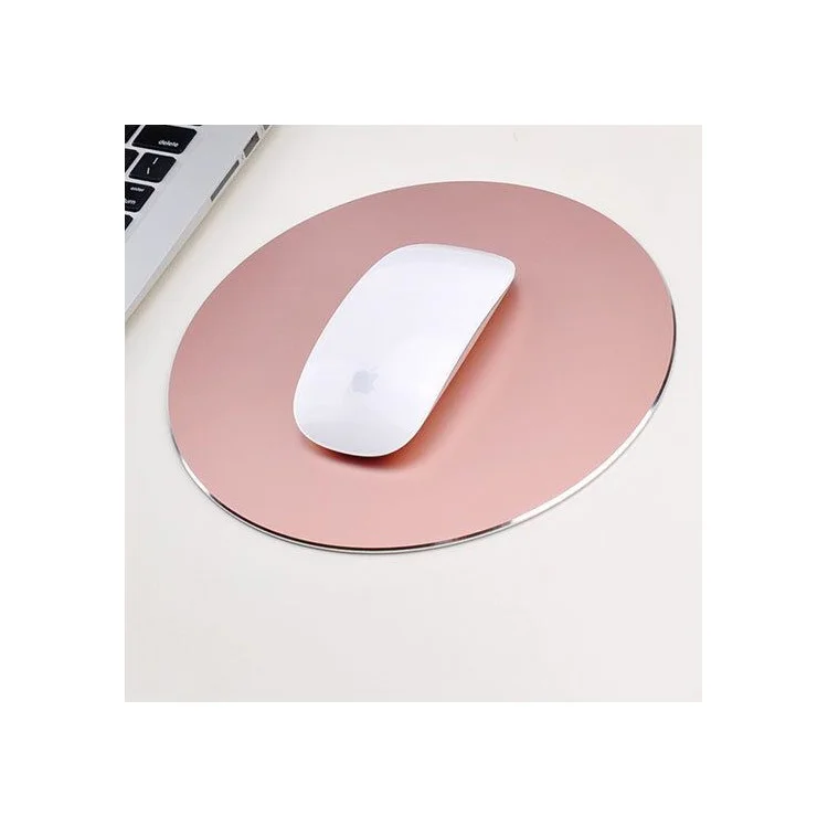 YED Round Shape Aluminum Alloy Gaming Mouse Mat with Non-Slip Rubber Base, 220 x 220mm - Rose Gold