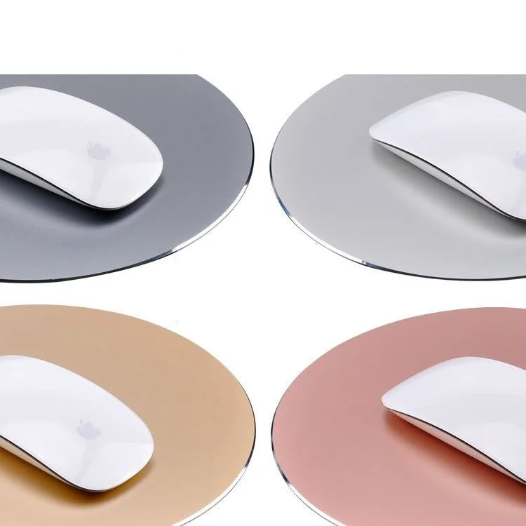 YED Round Shape Aluminum Alloy Gaming Mouse Mat with Non-Slip Rubber Base, 220 x 220mm - Rose Gold