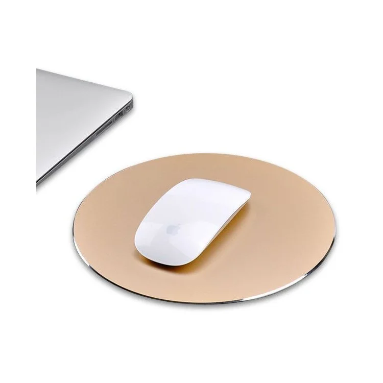 YED Round Shape Aluminum Alloy Gaming Mouse Pad with Non-Slip Rubber Base, 220 x 220mm - Gold