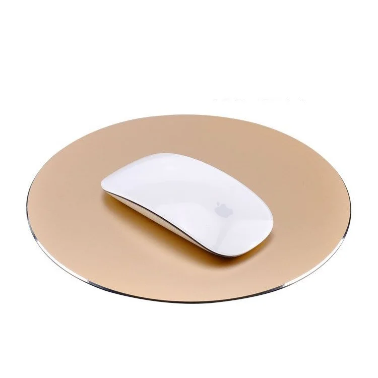 YED Round Shape Aluminum Alloy Gaming Mouse Pad with Non-Slip Rubber Base, 220 x 220mm - Gold