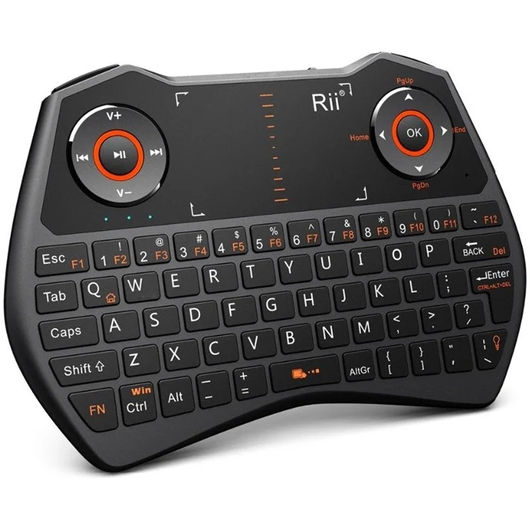 RII Mini i28C Mini 62 Keys 2.4GHz Wireless TouchPad Mouse Keyboard with LED Backlight - Black