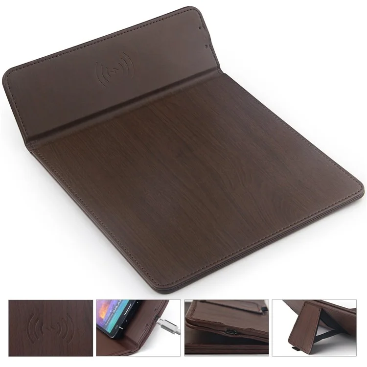 Qi Wireless Charging Mouse Pad Desktop Smartphone Stand for Samsung S7 / S7 edge etc.  - Coffee