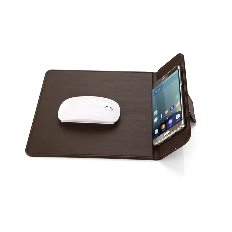 Qi Wireless Charging Mouse Pad Desktop Smartphone Stand for Samsung S7 / S7 edge etc.  - Coffee