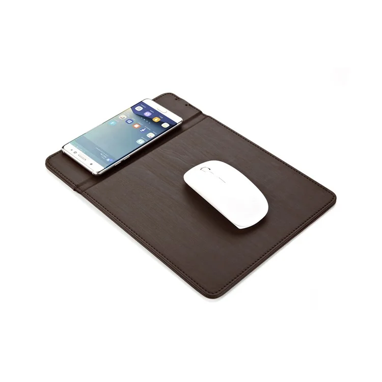 Qi Wireless Charging Mouse Pad Desktop Smartphone Stand for Samsung S7 / S7 edge etc.  - Coffee