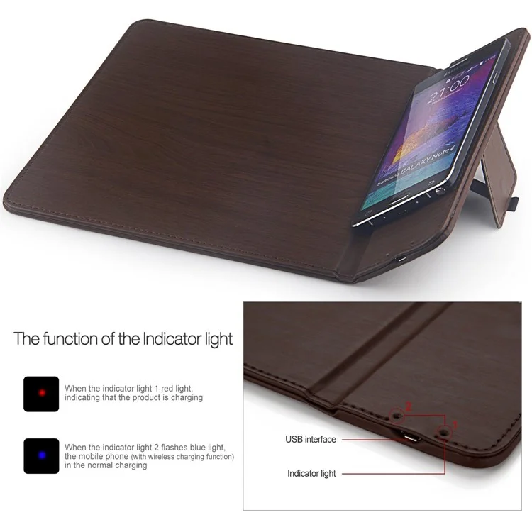 Qi Wireless Charging Mouse Pad Desktop Smartphone Stand for Samsung S7 / S7 edge etc.  - Coffee