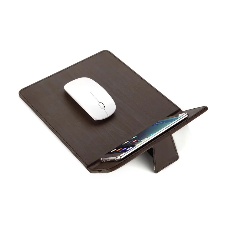 Qi Wireless Charging Mouse Pad Desktop Smartphone Stand for Samsung S7 / S7 edge etc.  - Coffee