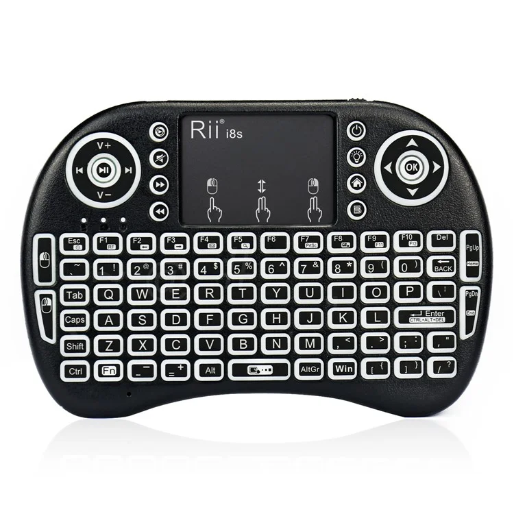 RII i8s 2.4Ghz RF Mini Wireless Keyboard with LED Backlit Touchpad - Black