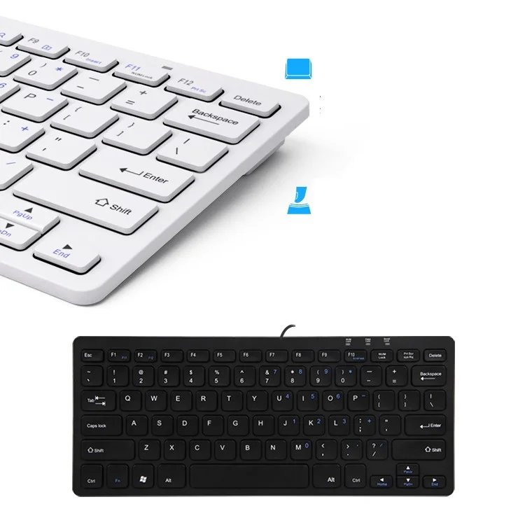 BOW HW098A Chocolate Style Wired USB Laptop Keyboard with 78 Keys - Black