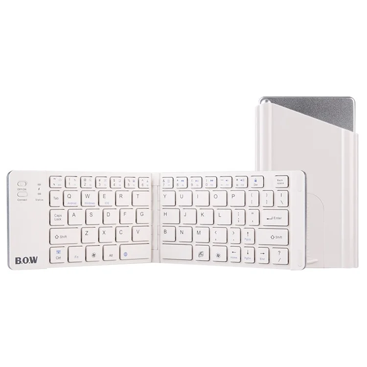 BOW HB022 Ultra-Thin Foldable Wireless Bluetooth Keyboard with Rechargeable Battery - White