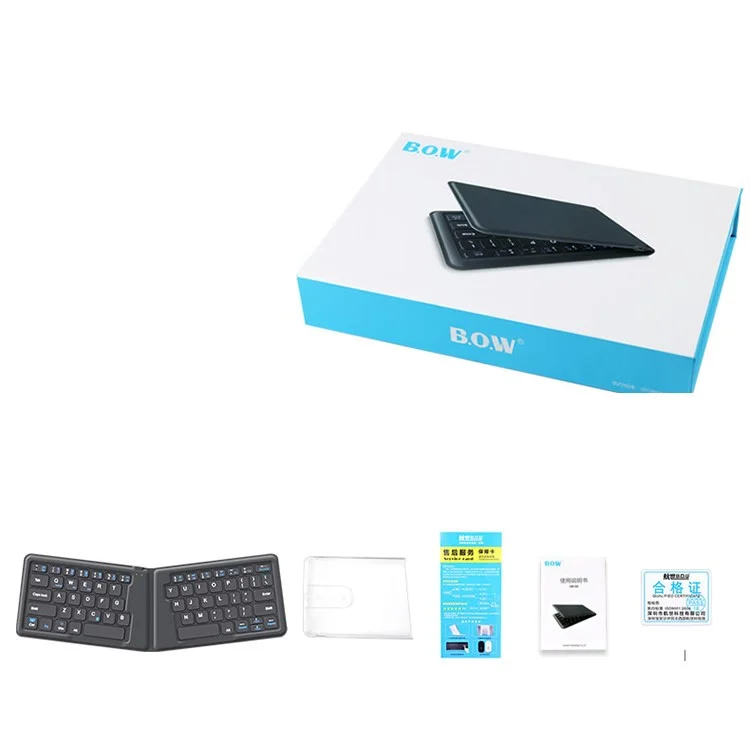 BOW HB188 Ultra-Thin Mini Foldable Wireless Bluetooth Keyboard - Black