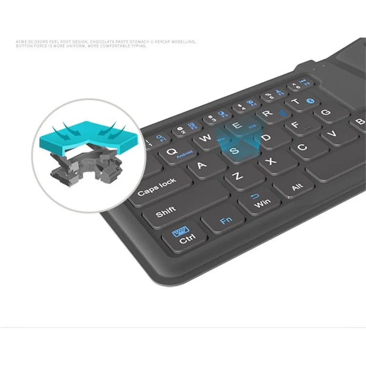 BOW HB188 Ultra-Thin Mini Foldable Wireless Bluetooth Keyboard - Black