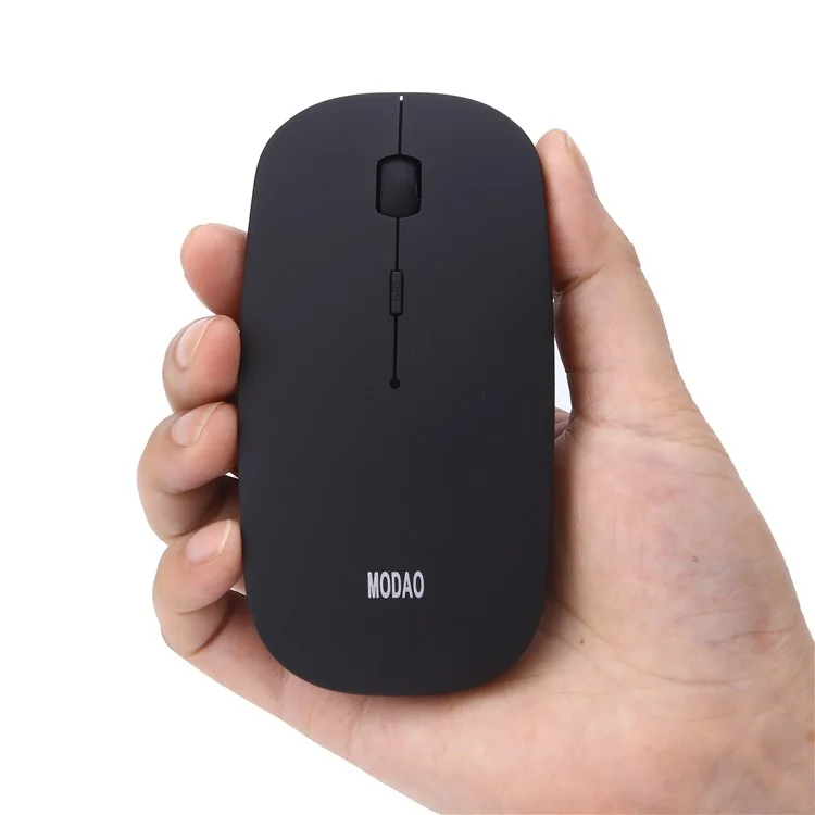 MODAO Super Slim Silent Clicks Rechargeable Bluetooth 3.0 Wireless Mouse - Black