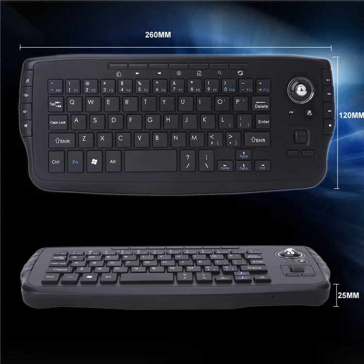 2.4G Wireless Mini Multi-media Keyboard with Trackball Air Mouse