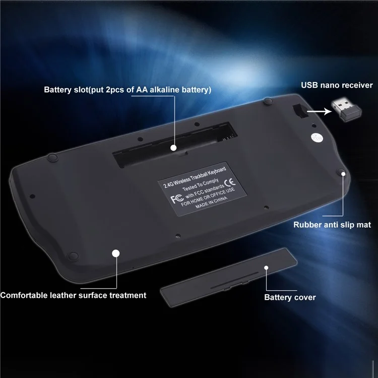 2.4G Wireless Mini Multi-media Keyboard with Trackball Air Mouse