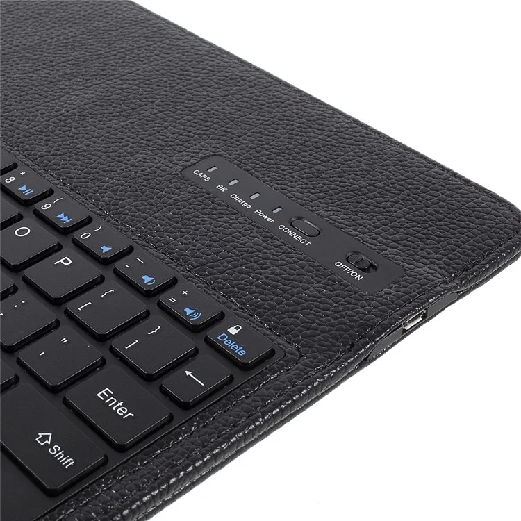 For iPad 9.7-inch (2017) Movable Wireless Bluetooth Keyboard Leather Stand Case Cover - Black