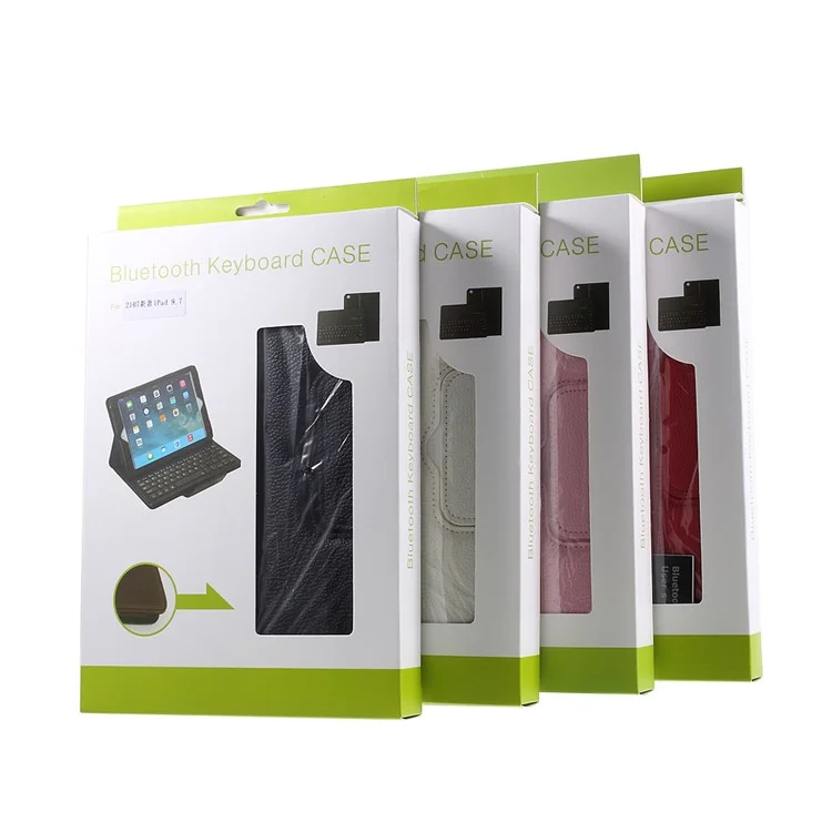 For iPad 9.7-inch (2017) Movable Wireless Bluetooth Keyboard Leather Stand Case Cover - Black