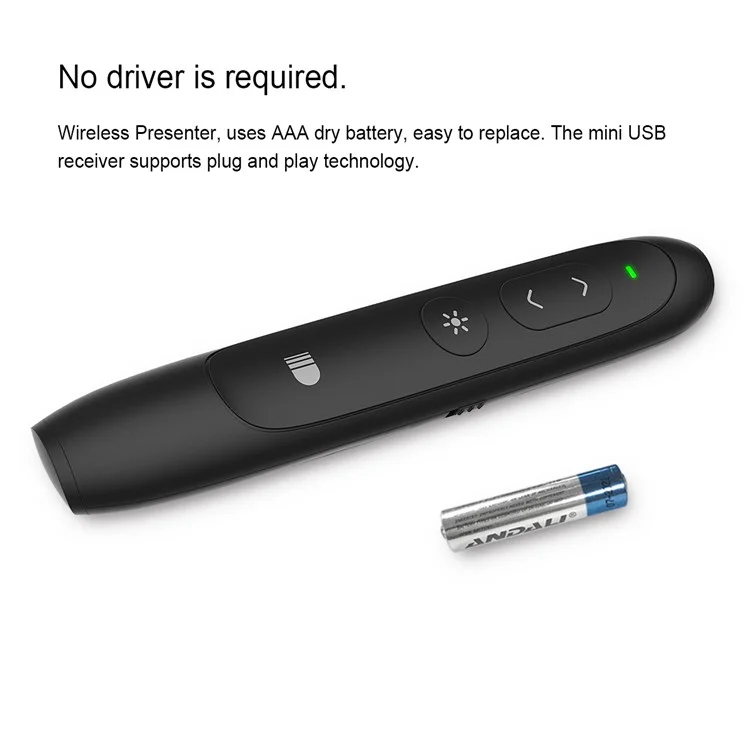 DOOSL DSIT012 Presentation Remote 2.4GHz Wireless Presenter PowerPoint Clicker Control Pointer (CE,RoHS,FCC) - Black