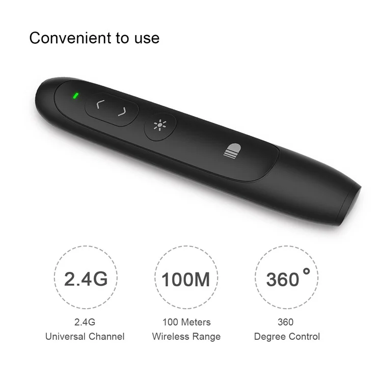 DOOSL DSIT012 Presentation Remote 2.4GHz Wireless Presenter PowerPoint Clicker Control Pointer (CE,RoHS,FCC) - Black