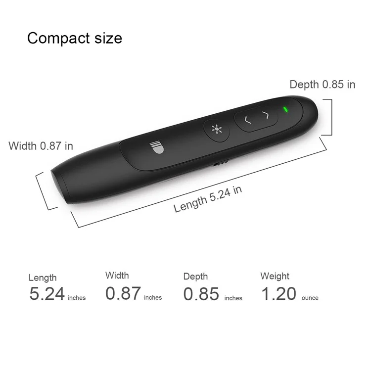 DOOSL DSIT012 Presentation Remote 2.4GHz Wireless Presenter PowerPoint Clicker Control Pointer (CE,RoHS,FCC) - Black