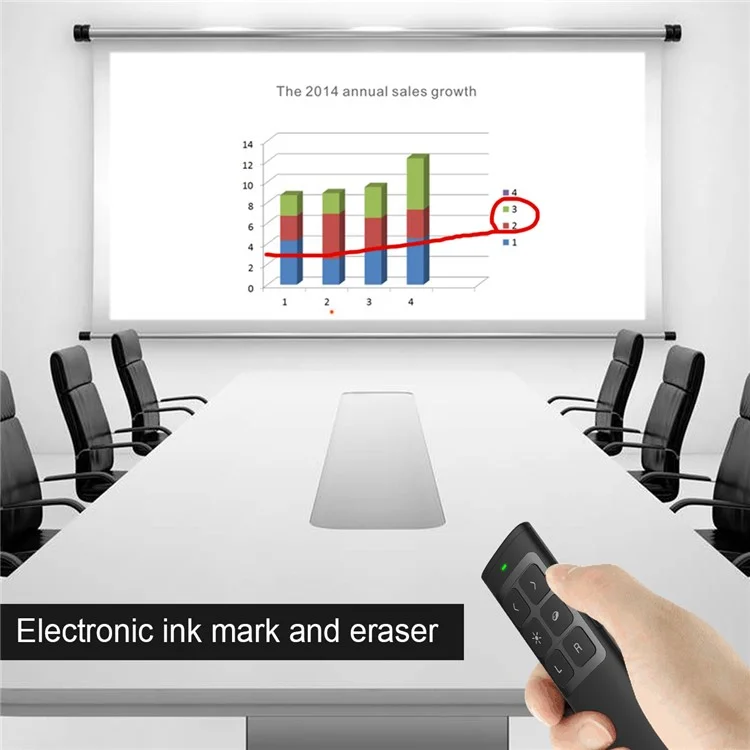 DOOSL DSIT014 Presenter 2.4GHz Laser Wireless Rechargeable Remote Control Supports PowerPoint, Keynote and Prezi Page - Black