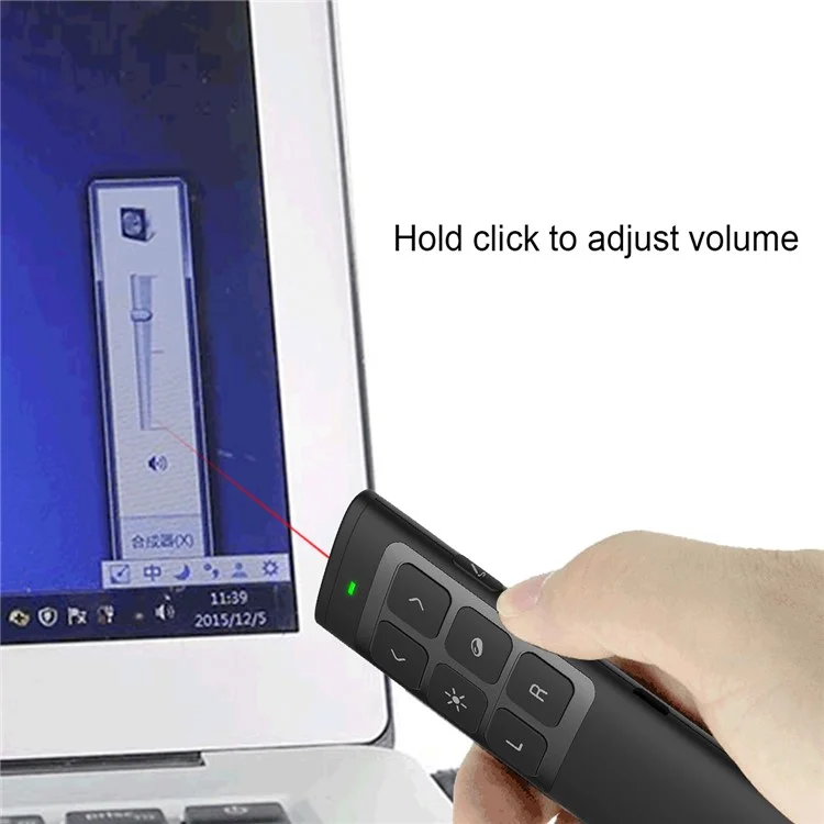 DOOSL DSIT014 Presenter 2.4GHz Laser Wireless Rechargeable Remote Control Supports PowerPoint, Keynote and Prezi Page - Black