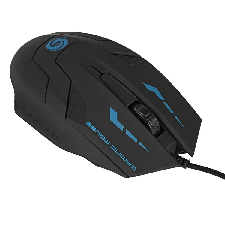 K059 USB 2.0 Wired 3D Optical LED Gaming Mouse 2400DPI for Laptop PC - Black