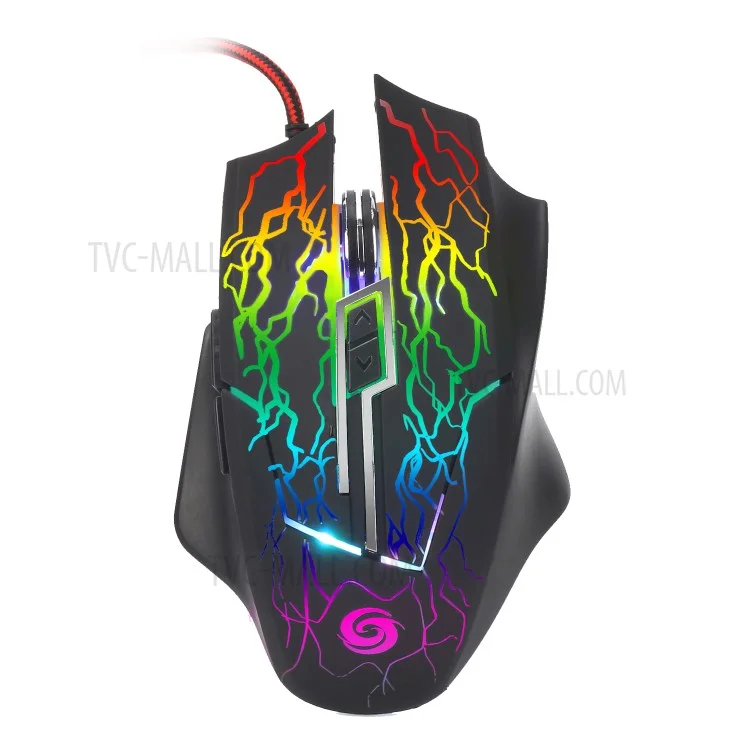 K1022 6-Key RGB Luminous Mouse 2400 DPI Wired Optical Gaming Mice with Colorful Light