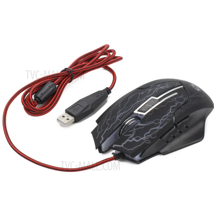 K1022 6-Key RGB Luminous Mouse 2400 DPI Ratinhos de Jogos Ópticos Com Fio Com Luz Colorida