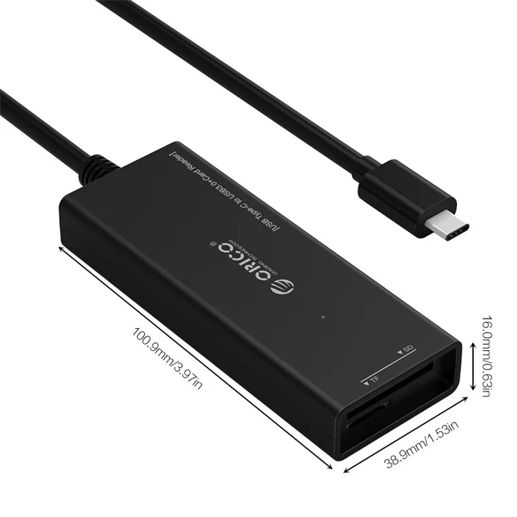 ORICO CH3SF Type-C Male to 3 USB 3.0 Ports + TF / SD Card Reader Hub - Black