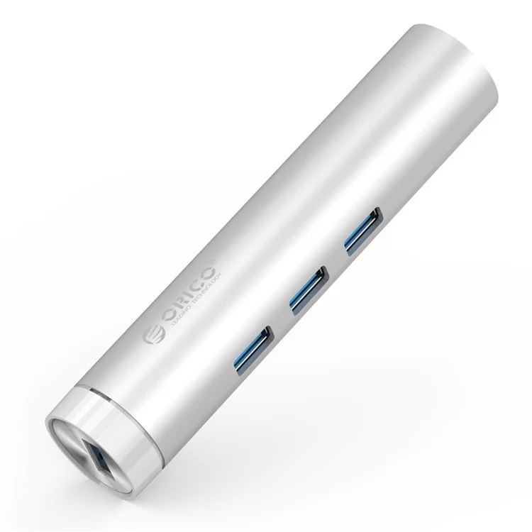ORICO ARH3L-U3-SV Aluminum Alloy Round USB3.0 Hub with RJ45 Ethernet Port + 3*USB3.0 Port