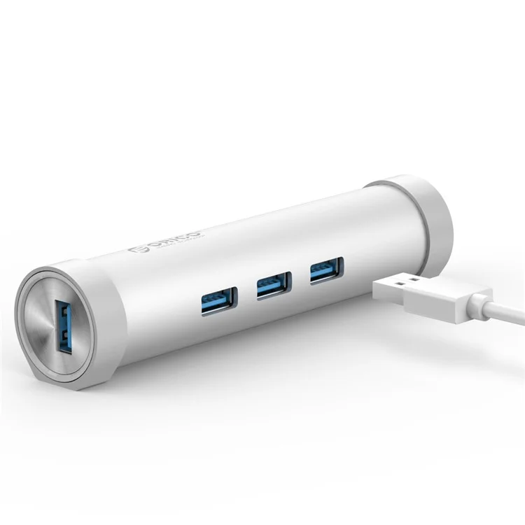 ORICO ARH3L-U3-SV Aluminum Alloy Round USB3.0 Hub with RJ45 Ethernet Port + 3*USB3.0 Port