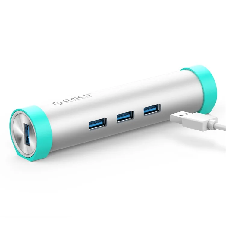 ORICO ARH3L-U3-SV Aluminum Alloy Round USB3.0 Hub with RJ45 Ethernet Port + 3*USB3.0 Port