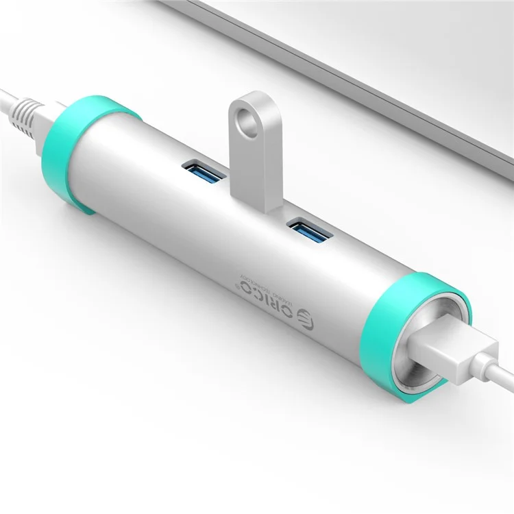 ORICO ARH3L-U3-SV Aluminum Alloy Round USB3.0 Hub with RJ45 Ethernet Port + 3*USB3.0 Port