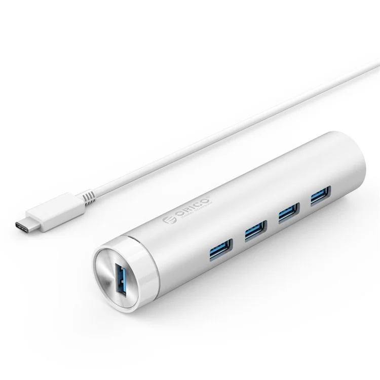ORICO Aluminum 4-Port USB 3.0 Hub ARH4-U3-SV with Separate 1.6Ft / 0.5M + 1Ft / 0.3M Cable