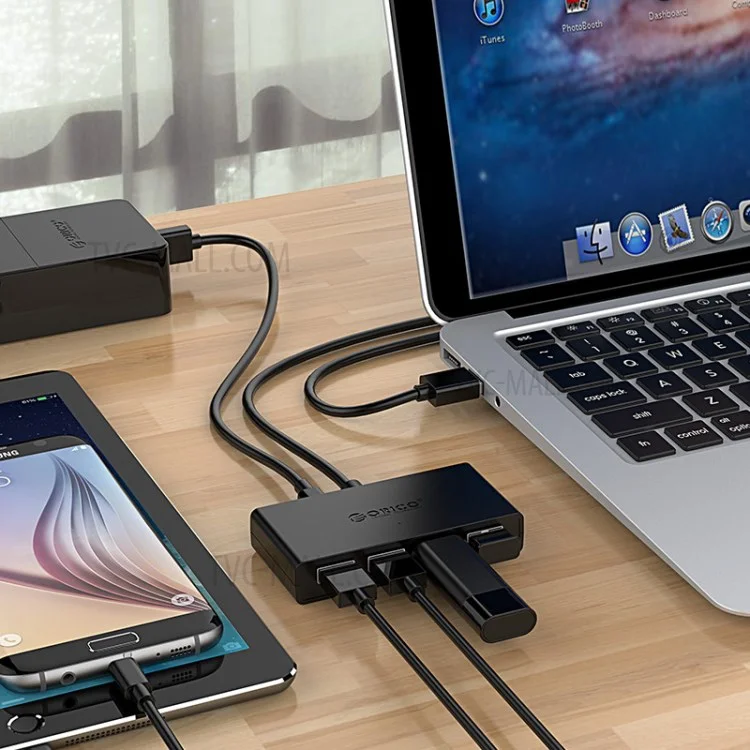 Orico Mini 4 Porta Otg USB 3.0 Hub Com Interface de Alimentação Micro USB Para Laptop MacBook - Preto