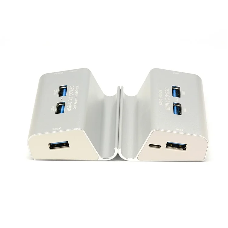 4-Port USB 3.0 Hub Charging Desktop Stand for Computer Notebook - Silver