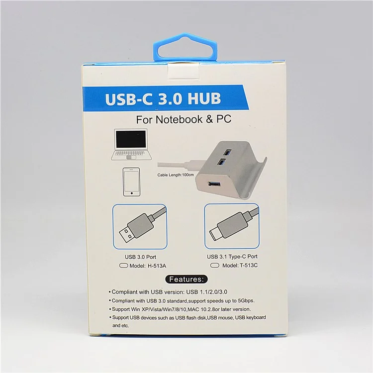 4-Port USB 3.0 Hub Charging Desktop Stand for Computer Notebook - Silver