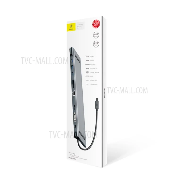 BASEUS C-C3UEHVMSDC35 Enjoyment Series Type-C HUB Adapter for MacBook 2017/2016/2015/MIUI Air12 Etc.