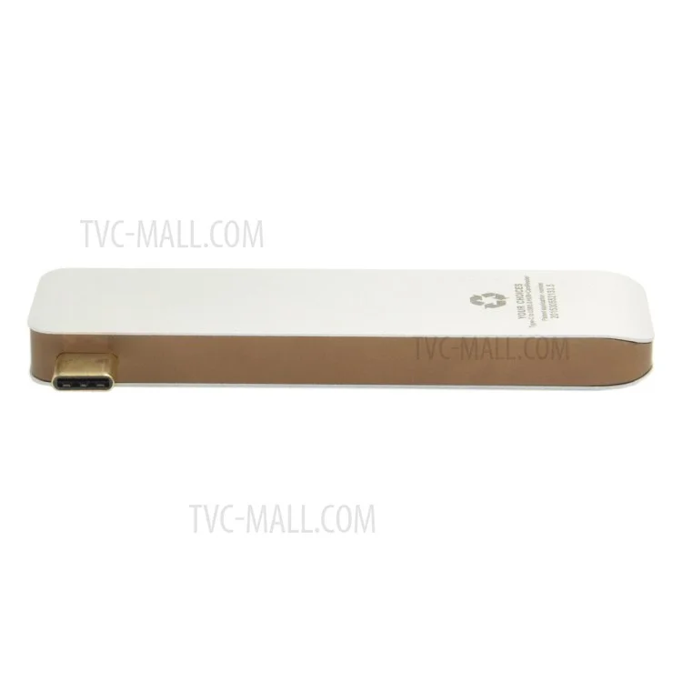 Type-C to 3xUSB 3.0 + SD Card Port + Micro SD Port Adapter Converter 5-in-1 USB Type-C Hub for MacBook etc. - White