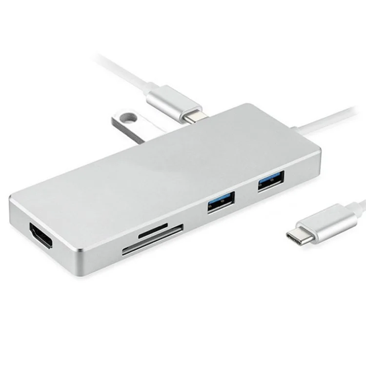 Type-C to HDMI and 3*USB 3.0 HUB and TF / SD Card Reader USB Hub for Macbook Pro PC