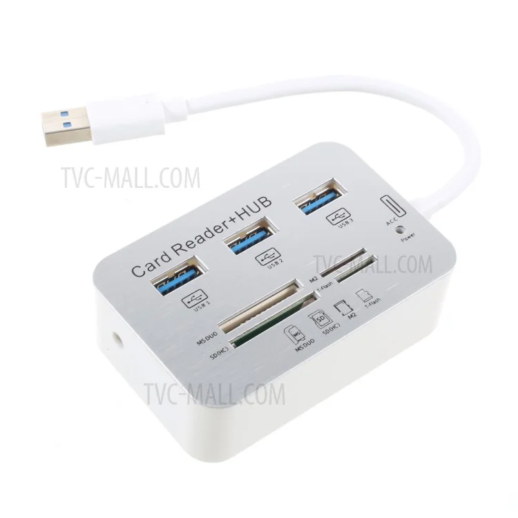 7-in-1 USB to 3-Port USB 3.0 Hub MS/SD/M2/TF/ Card Reader