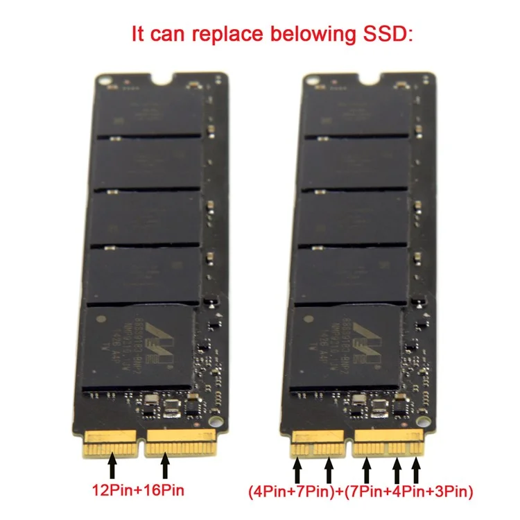 Carte de conversion 12+16 broches 2014 2015 Macbook vers M.2 NGFF M-Key SSD pour A1493 A1502 A1465 A1466