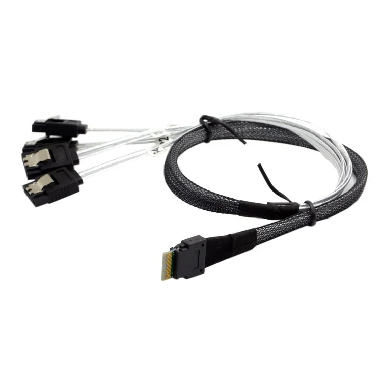 Slim Line SAS 4.0 SFF-8654 4i 38pin Host to 4 SATA 7pin Target Hard Disk Fanout Raid Cable