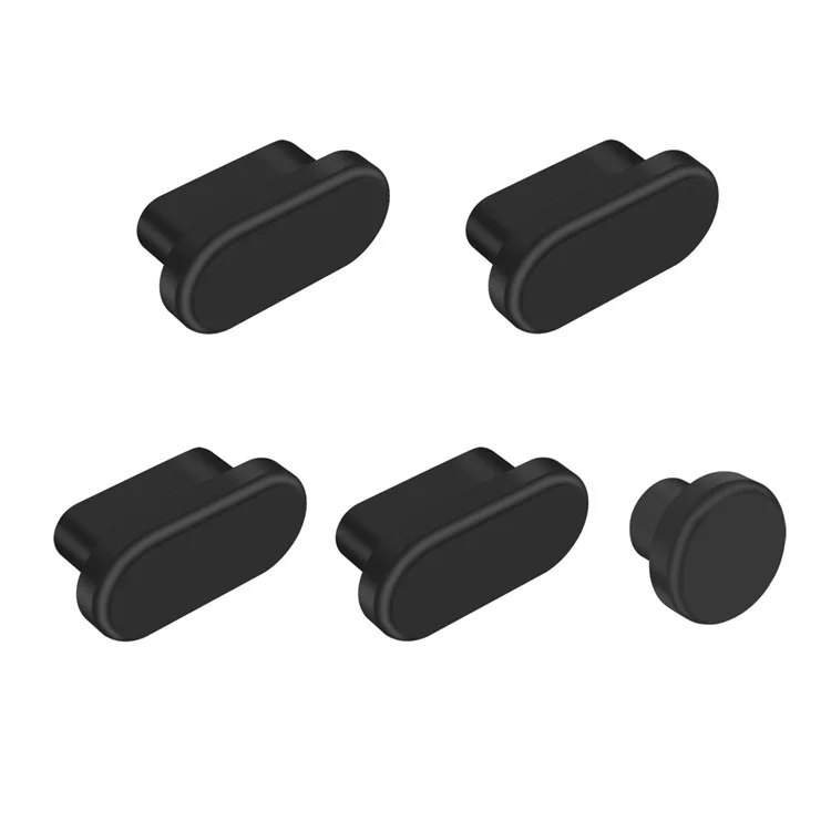 ENKAY HAT PRINCE 5Pçs/Jogo Anti-poeira Plugues para MacBook 12 polegadas / MacBook Pro 13,3 polegadas / MacBook Pro 15,4 polegadas - Preto